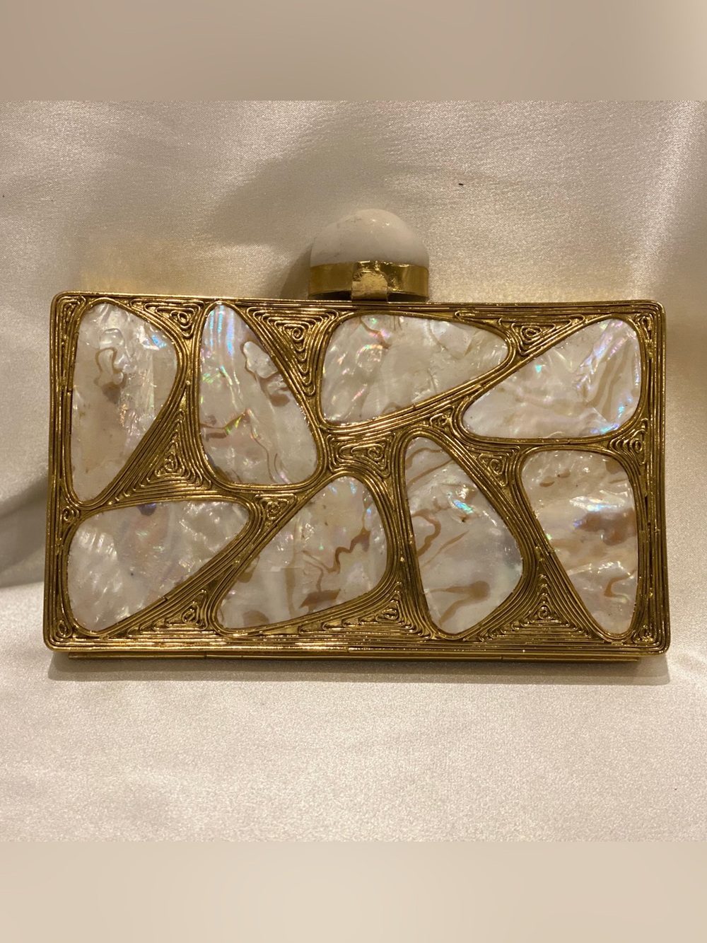 Gold and Pearl Mosaic Hardcase Clutch